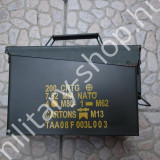 ÚJ4061,-U.S. LŐSZERES LÁDA HASZNÁLT , SZÉP ÁLLAPOT , ZÖLD , FÉM, 0.30 CAL ( 7,62-ES MÉRETŰ ) AKCIÓ